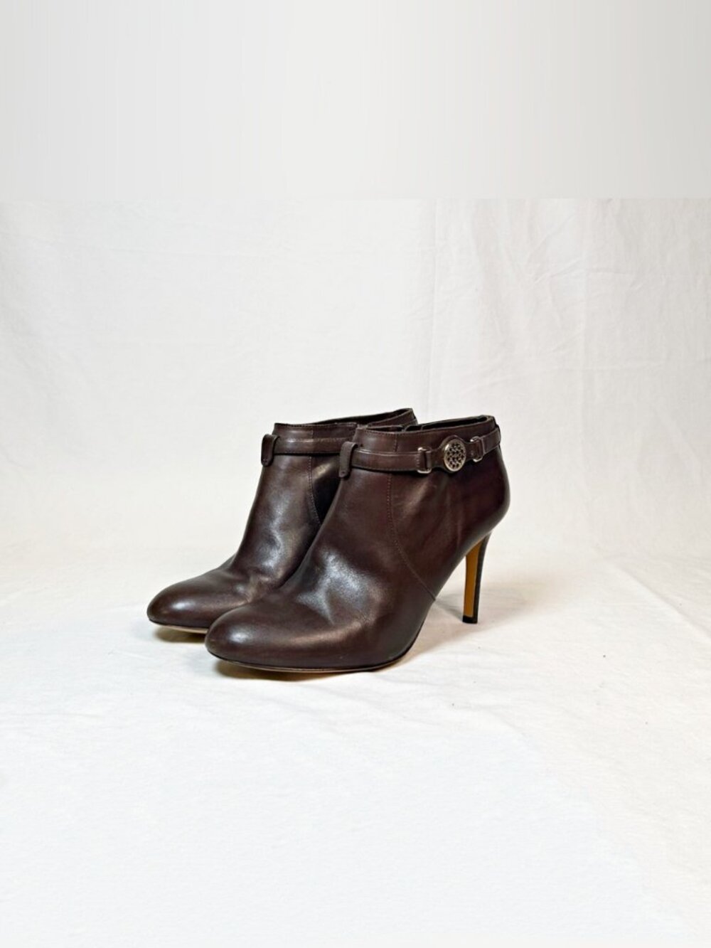 Coach Salene II Brown Leather Stiletto Booties Ankle Boots~9~